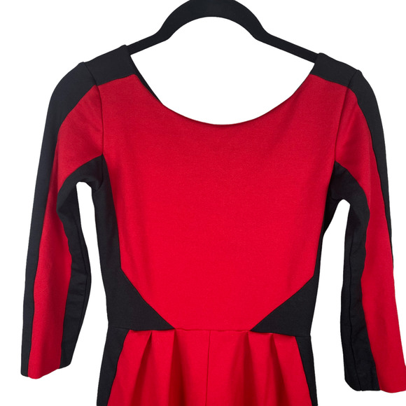 Amanda Uprichard Dress Mini Red Black Long Sleeve Size Small - Picture 7 of 10
